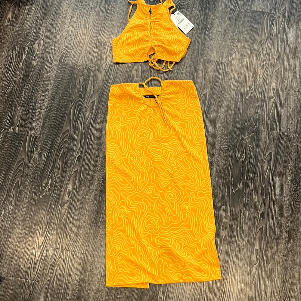 Zara Yellow Printed 2 Piece Set